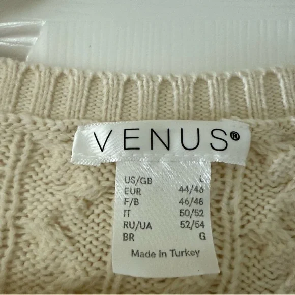 Venus Ivory Cable Knit Sweater Dress (Size L) - Picture 4 of 7